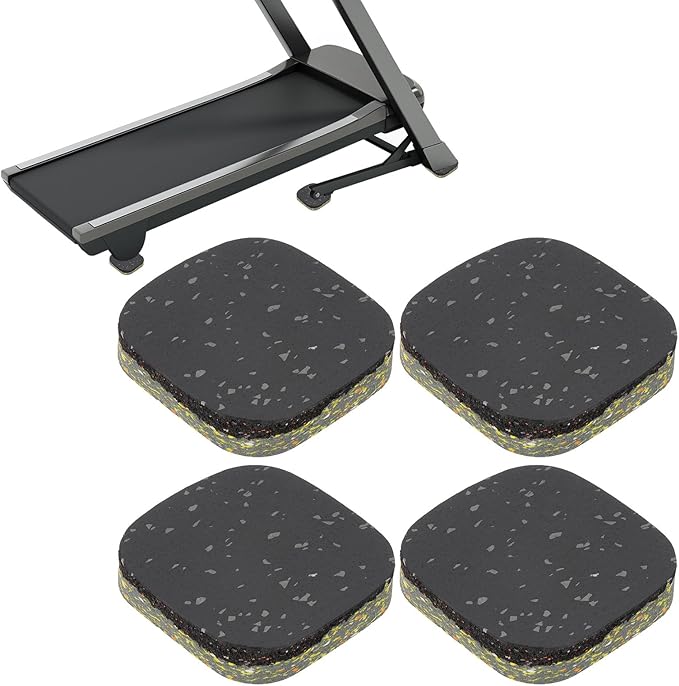 PATIKIL 4 Pcs Treadmill Mat Pads, 4x4x0.8 High Density Foam Anti Vibration Pad Sound Proof Floor Mat Exercise Equipment Mat for Carpet Protect Noise Reduction Home Gym, Gray