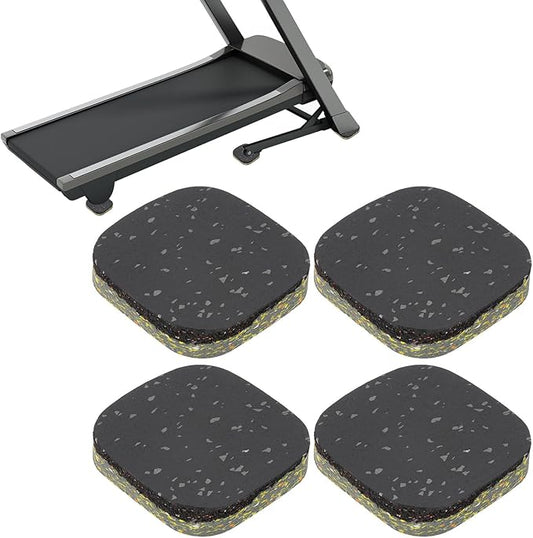 PATIKIL 4 Pcs Treadmill Mat Pads, 4x4x0.8 High Density Foam Anti Vibration Pad Sound Proof Floor Mat Exercise Equipment Mat for Carpet Protect Noise Reduction Home Gym, Gray