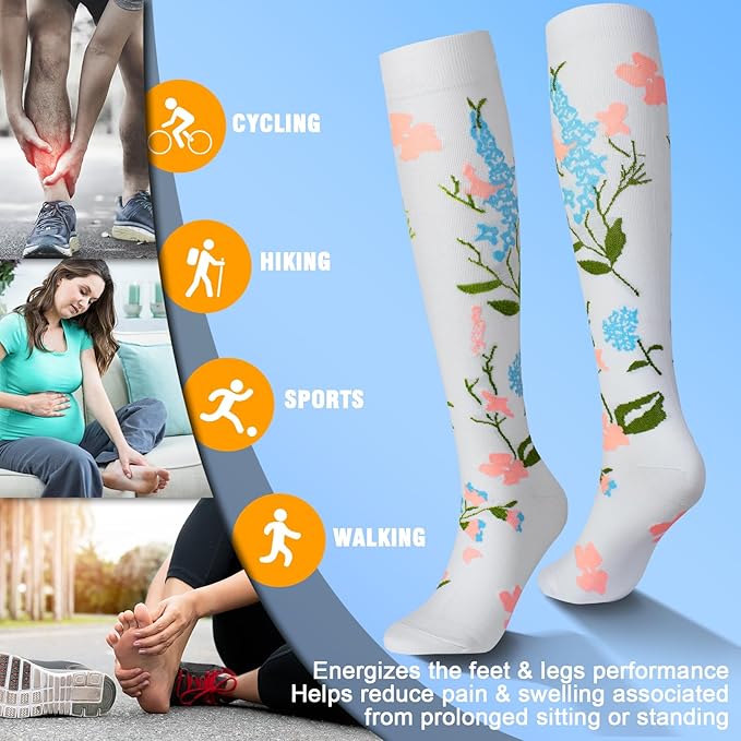 bropite Halloween Compression Socks for Women & Men-Pumpkin Ghost 6 Pairs 20-30mmhg Support Running Nurse Travel