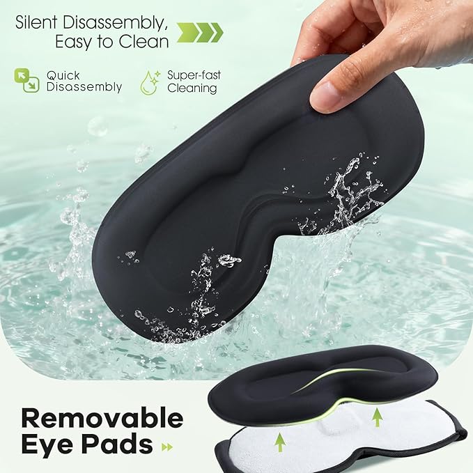 3D Sleep Headphones with Bluetooth 5.4 Sleep Mask, Bamboo Cotton Music Wireless Bluetooth Eye Mask for Sleeping, Earphones HD Speaker Microphone for Travel, Gifts for Men Women, Removable