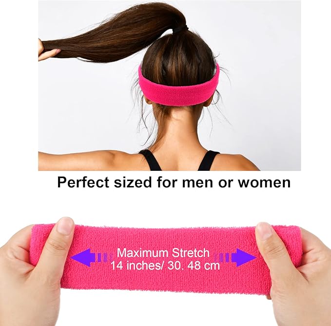 48 Pcs Football Sweatbands Bulk for Men Women Striped Sweatband Set, Include 16 Headband and 32 Wristbands Sports Neon Accessories for 80's Costume Party Athletic Gym