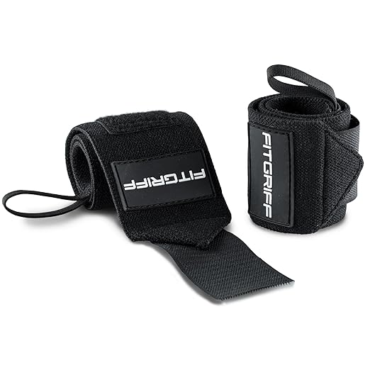 Fitgriff® Wrist Wraps for Weightlifting (18") Heavy-Duty Support for Gym, Bench Press, and Pushups (1 Pair) - for Men and Women (Black)