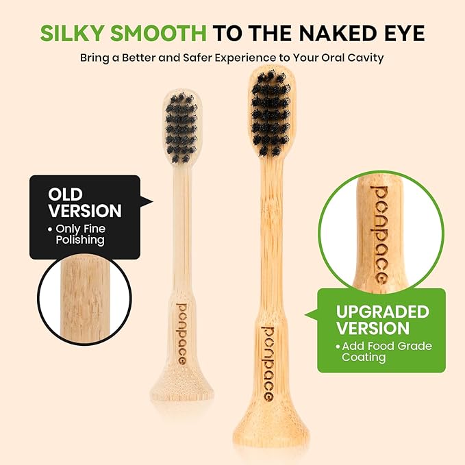 Bamboo Toothbrush Heads Compatible with 7AM2M, Soft Castor-Oil Bristles, Biodegradable Toothbrush Replacement Heads, Eco-Friendly & Daily Cleaning