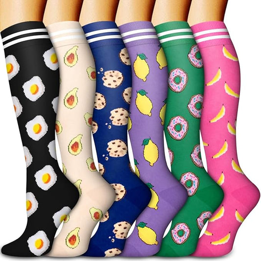 Bluemaple Compression Socks for Women & Men Circulation (6 Pairs) 15-20 mmHg is Best Support for Athletic Running Cycling