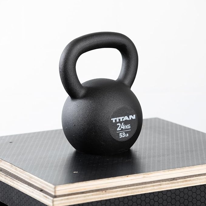 Titan Fitness Cast Iron Kettlebell, Single Piece Casting, KG and LB Markings, Full Body Workout