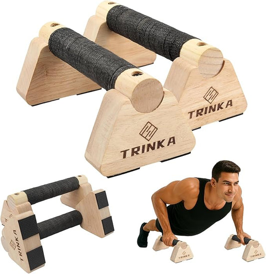 Wooden Parallettes Push Up Bars, 2 PCS Wood Calisthenics Bars with Non-Slip Base, Pushup Handles for Floor Home Fitness, Workout Equipment for Men and Women Strength Training