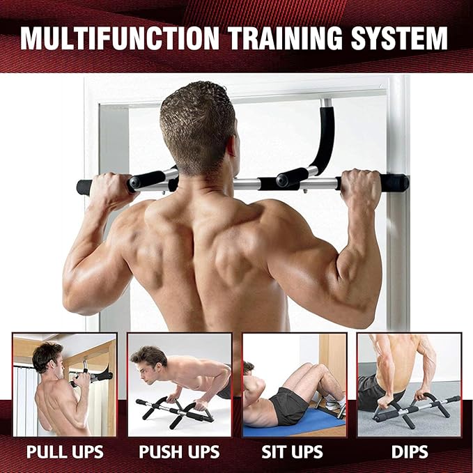 Pull Up Bar for Doorway, Upgrade Chin up Bar for Doorway Without Screws, Portable Strength Training Door Frame Pull-up Bars, Door Workout Bar with Foam Grips for Home