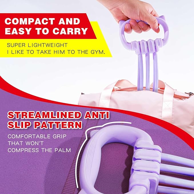 6 Gear Adjustable Resistance Bands, Fitness Resistance Bands Exercise Bands with Comfort Grips, Unisex, for Arms, Chest Extender, Home Workout, Fitness, Pilates