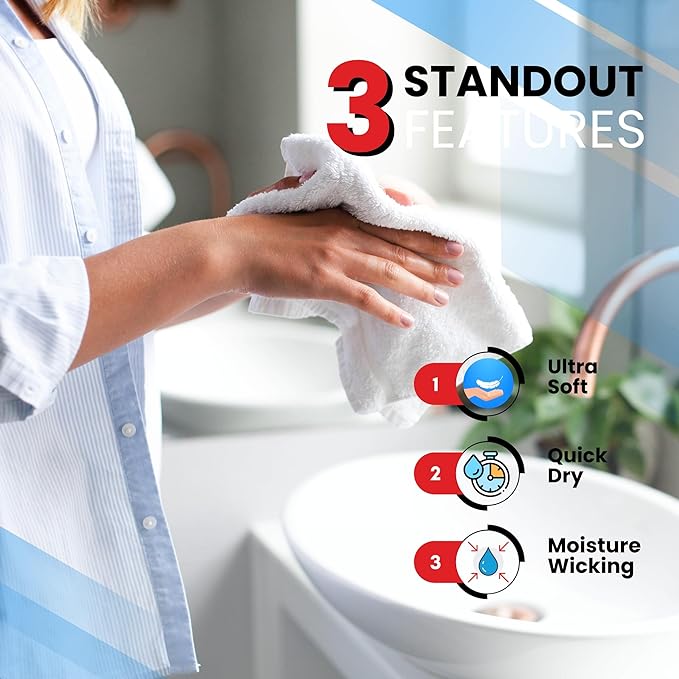 Infinitee Xclusives Luxury Wash Cloths for Showering [13x13] – 100% Cotton Washcloths [Pack of 4], Soft and Absorbent Face Towels for Bathroom Wash Clothes, Gym, and Spa (Charming Grey)