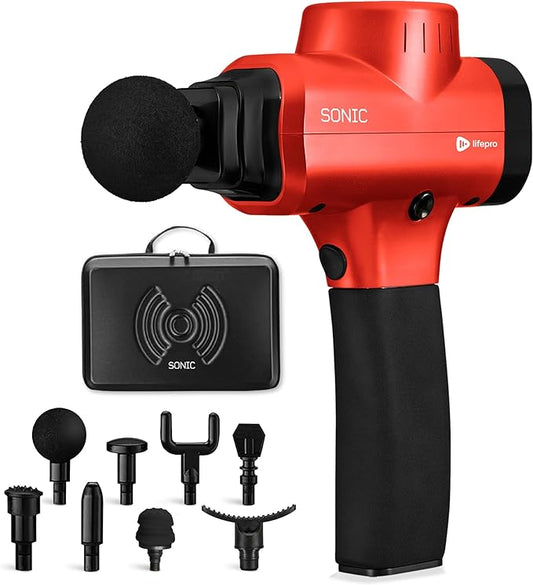 LifePro Massage Gun & Holder (Sold Separately) – Percussion Muscle Massager for Athletes with 8 Heads & 6 Speeds – Deep Tissue Back Muscle Extender for Recovery