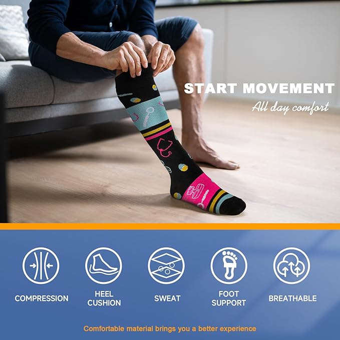 bropite Compression Socks for Women & Men Circulation-Support Knee High Socks 20-30 mmhg-Best for Running,Medical,Nurse,Travel