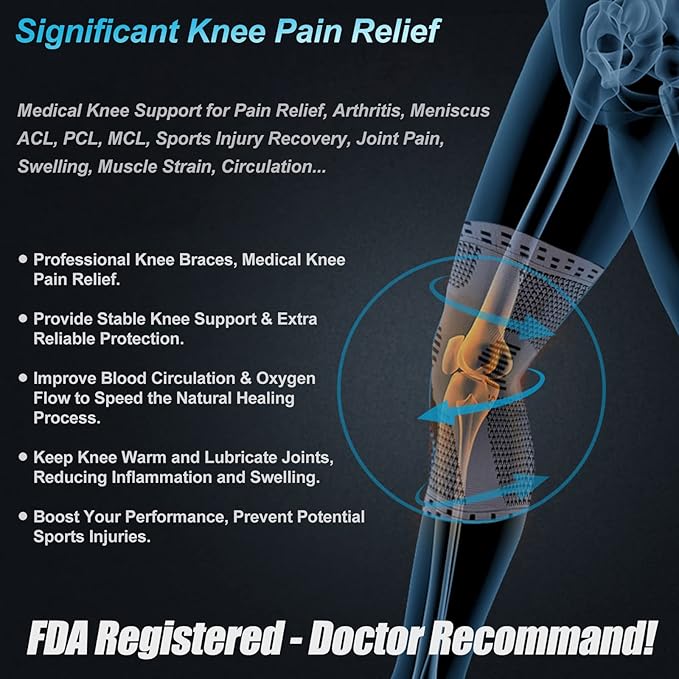 NEENCA Professional Knee Brace for Women/Men, Knee Support with Patella Pad & Side Stabilizers, Compression Knee Sleeve for Knee Joint Pain, Meniscus Tear, ACL, PCL, Runner, Workout - FSA/HSA Approved