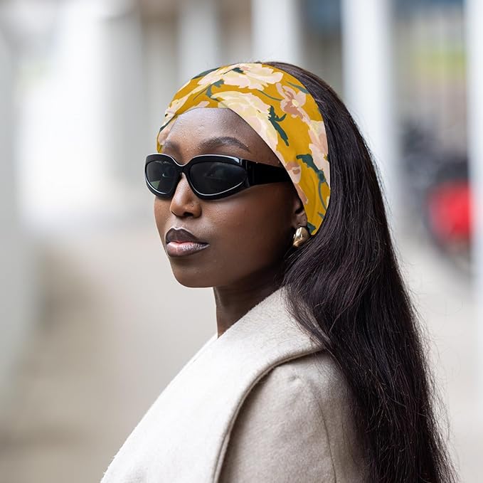 Women's Headband Yoga Workout Exercise Headbands Elastic Hair Band for Women’s Hair, Flower