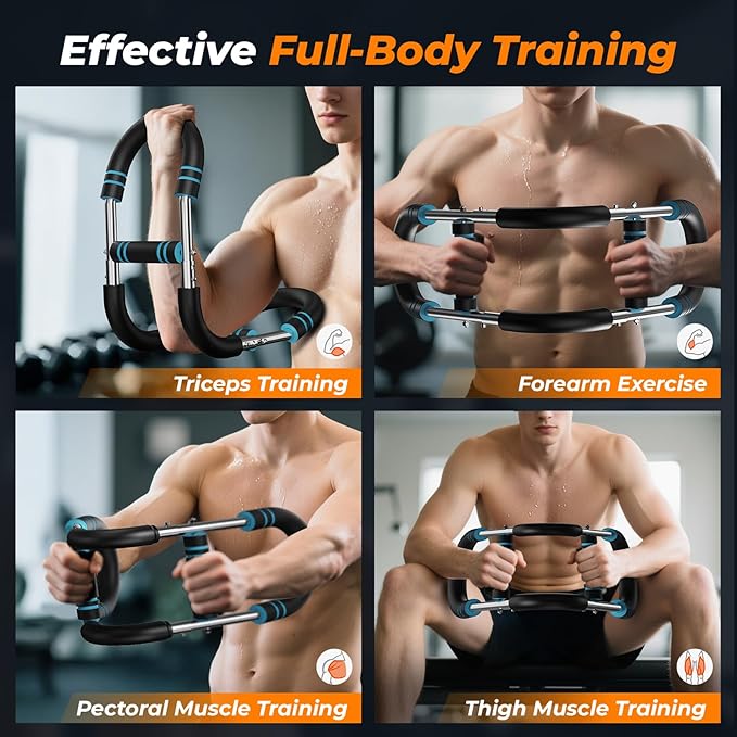 Twister Arm Trainer - Adjustable Resistance 60-100lb for Chest & Arm Workout, Portable Upper Body Strength Training Bar for Home & Gym, Detachable Power Twister Exercise Equipment