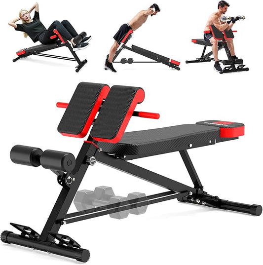 K KiNGKANG Adjustable Weight Bench,Roman Chair Load 500 LBS Workout Bench for Home Gym Workout Fitness Equipment Adjusts to Decline or Flat Bench