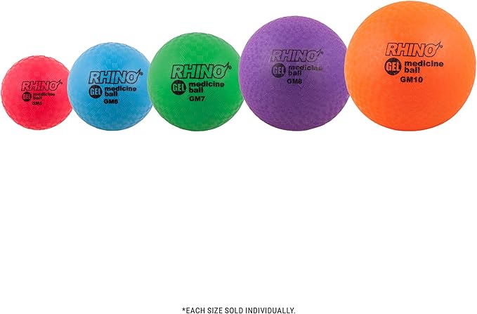 Champion Sports Rhino Gel Filled Medicine Ball – Durable, Soft Grip Weighted Ball for Strength, Cardio, & Rebounder Training – Multiple Weights for Home Gym & Fitness