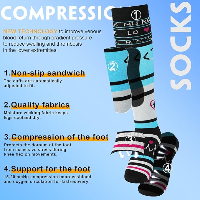 bropite Compression Socks for Women & Men Circulation-Support Knee High Socks 20-30 mmhg-Best for Running,Medical,Nurse,Travel