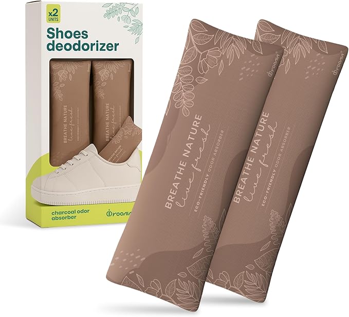Roonin Shoe Deodorizer Insert - Shoe Odor Elimination - Activated Charcoal Odor Absorber - Odor Eliminator For Shoes - Shoe Freshener - Boot Deodorizer (2-pack)