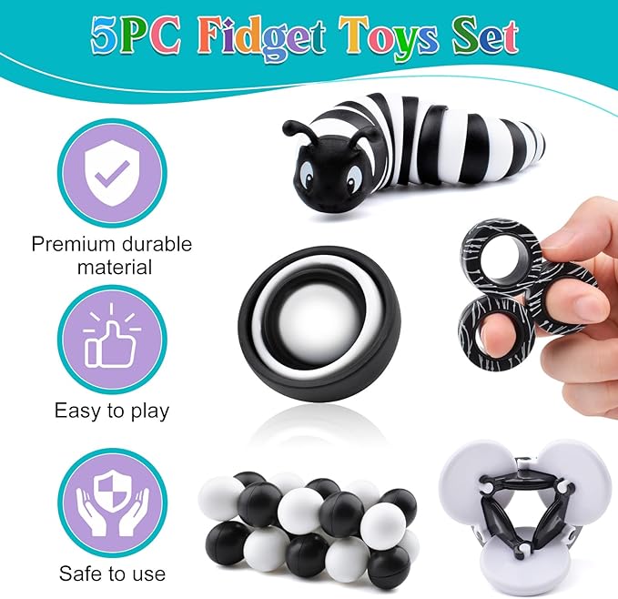 Fidget Toys Adults Pack, Sensory Toys Set for Kids 8-12 Teen Autism, Desk Toy Stress Relief Fidget Spinners for ADHD Gifts for Children Cool Gadgets for Men