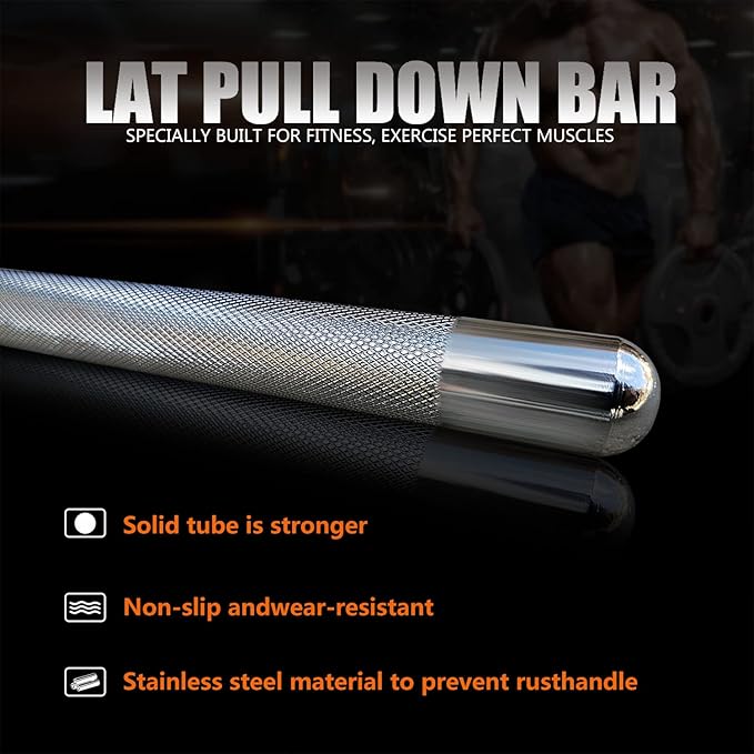 Cable Machine Lat Pulldown Attachments - 29/39/48 Inch Wide Grip Bar with Non-slip Handle for Home Gym Tricep Training