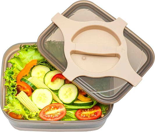Bento Box 25.5oz 3 Cups Leakproof Salad and Meal Prep Container Twistlock Lid Reusable BPA-Free Portable Microwave and Dishwasher Safe for Work Lunch Brown