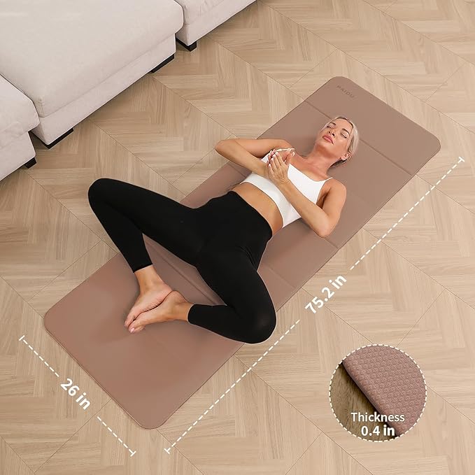 Foldable Yoga Mat - 10mm Extra Thick, 75"26" Non-Slip Exercise Fitness Mat | SGS Eco-Certified, Portable for Yoga/Pilates/Studio/Home Workout