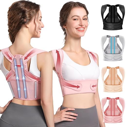 Fit Geno Posture Corrector for Women: Adjustable Lightweight Upper Back Brace for Neck Shoulder & Upper Back Pain Relief - Improve Posture Correct Hunchback Slouching Kyphosis Invisible Under Clothes (PLUS SIZE)