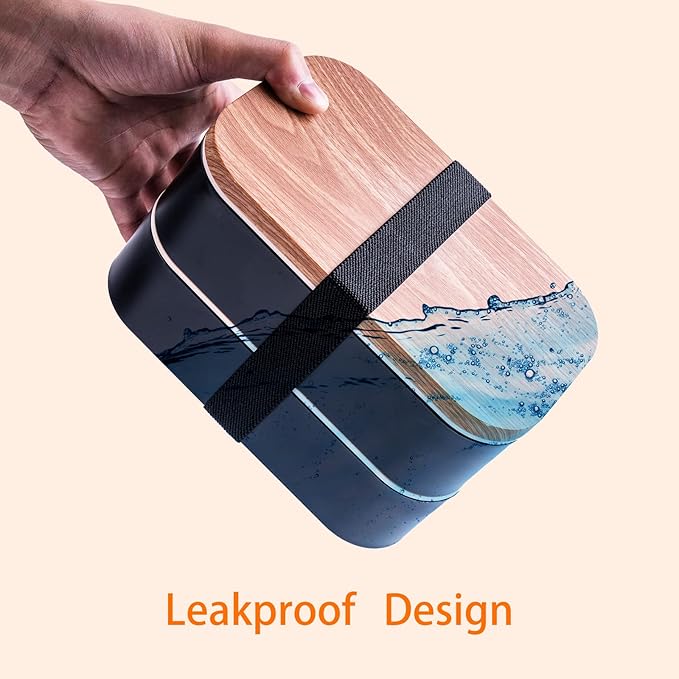 Bento Box Adult Lunch Box with Leakproof 54OZ Black
