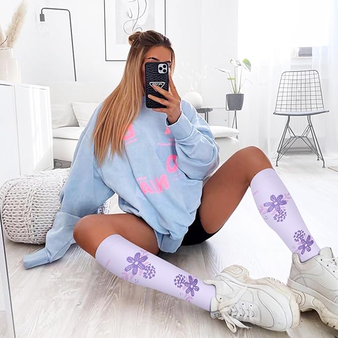 FuelMeFoot 6 Pairs Compression Socks for Women & Men 15-20mmHg Graduated Support Knee High Socks for Nurses, Travel, Athletic