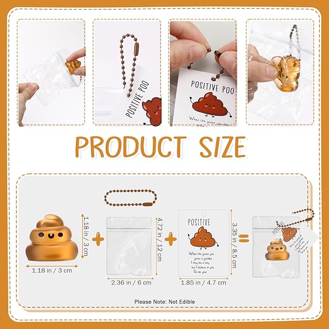 Wettarn 24 Sets Poop Gifts Inspirational Stress Ball with Support Card Positive Stress Relief Prank Poop Ball Thank You Appreciation Gift for Boss Coworker Employee Pharmacy Vet Tech Medical Assistant