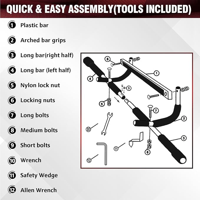 Pull Up Bar for Doorway, Upgrade Chin up Bar for Doorway Without Screws, Portable Strength Training Door Frame Pull-up Bars, Door Workout Bar with Foam Grips for Home