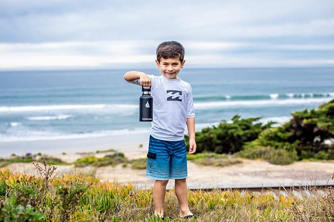 HYDRO CELL Stainless Steel Water Bottle with Straw & 2 Standard Mouth Lids (32oz 24oz 20oz 16oz) Keeps Liquids Hot or Cold w/Double Wall Vacuum Insulated Leak Proof Sport Design (Black 16oz)