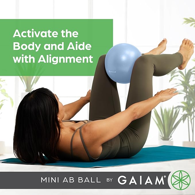 Gaiam Mini Ab Ball, 8 Inch Inflatable Anti-Burst Exercise Ball for Core Strength, Pilates, Yoga, and Physical Therapy, Includes Inflation Straw, Plug & Downloadable Exercise Guide