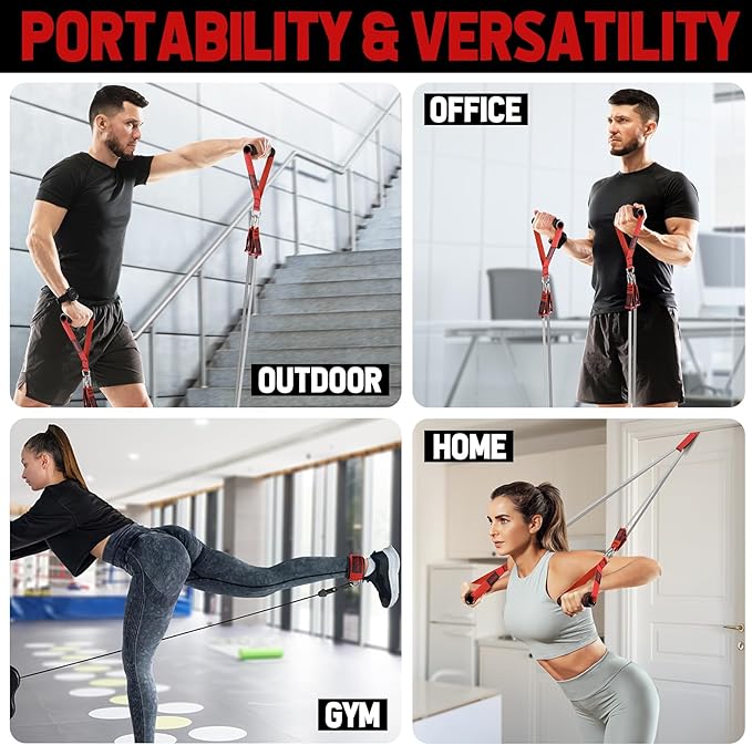 WALITO Resistance Bands Set - Exercise Bands with Handles, Door Anchor, Legs Ankle Straps, for Heavy Resistance Training, Physical Therapy, Muscle Training, Yoga, Home Workouts, Gym