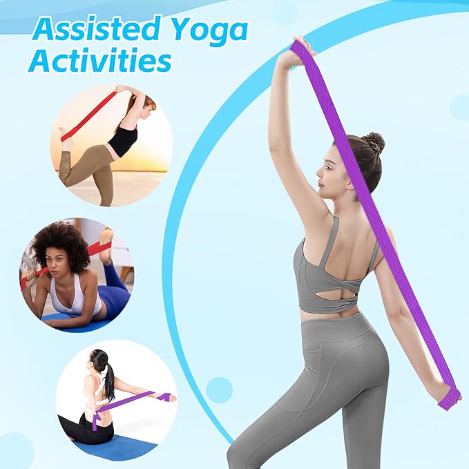 10 Pcs Yoga Strap for Stretching,8 Ft Exercise Adjustable Straps,Yoga Bands with Safe Adjustable D Ring Buckle,Non Elastic Yoga Belt for Pilates Gym Workouts,Physical Therapy,Black