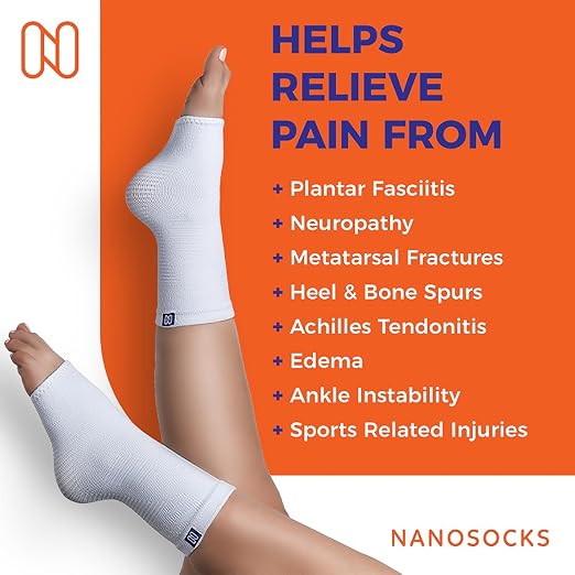 Compression Socks for Women & Men (1 Pair) - BEST Ankle Brace Support Sleeve for Neuropathy, Plantar Fasciitis, Diabetic Foot Nerve Pain Relief - Toeless (Small, White)