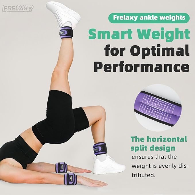 Frelaxy Ankle Wrist Weights for Women Men Kids, Comfy& Adjustable Leg Arm Weights Set for Walking, Gym, Yoga, Pilates, Dance, Cardio & Strength Training 1lb 2lbs 3lbs 1 Pair