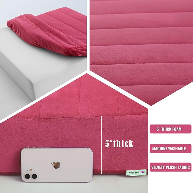 MeMoreCool Square Floor Pillow Seating for Adults Kids, Large Meditation Cushion Floor Pillow with Thick Foam & Soft Tufted Cover, Washable Big Pillow Seat Floor Cushion for Sitting Yoga 22" Wine