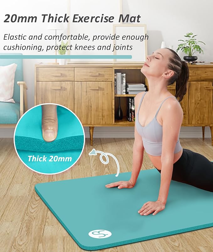 Yoga Mat Thick 1 inch Exercise Mat 76.7"x24" Workout Mats for Home Gym, Non-slip Yoga Mat for Women Men, with Carrying Yoga Bag