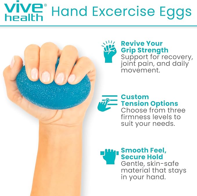 Vive Squeeze Balls for Hand Therapy Set (4 Pack) - Grip Strengthener Occupational Exercise Equipment for Arthitis, Parkinsons, Stroke, Carpal Tunnel Recovery - Stress Relief Massage Putty Finger Toy
