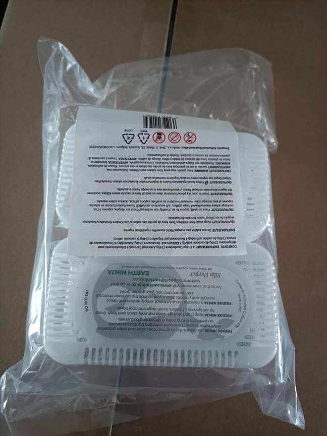 Fridge Ninja Fridge Deodorizer (4 Pack) - More Effective Than Baking Soda - Natural and Unscented Activated Charcoal Refrigerator Deodorizer and Odor Eliminator for Freezers, Coolers, and Lunch Boxes