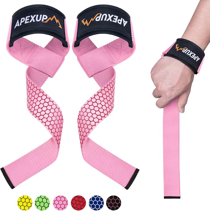 APEXUP Weight Lifting Straps for Weightlifting, Lifting Wrist Straps Gym, Deadlift Strap, Anti Slip Silicone Weightlifting Strap Men Women Powerlifting, Strength Training