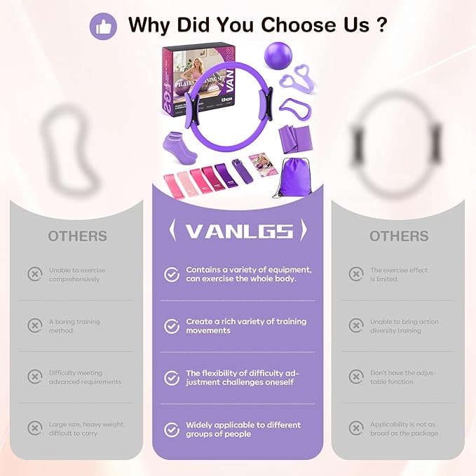 Pilates Equipment at Home Essentials Pilates Kit for Women 13Pcs Pilates Workout Set with 13” Ring, 10” Ball and Resistance Bands Set for Beginners