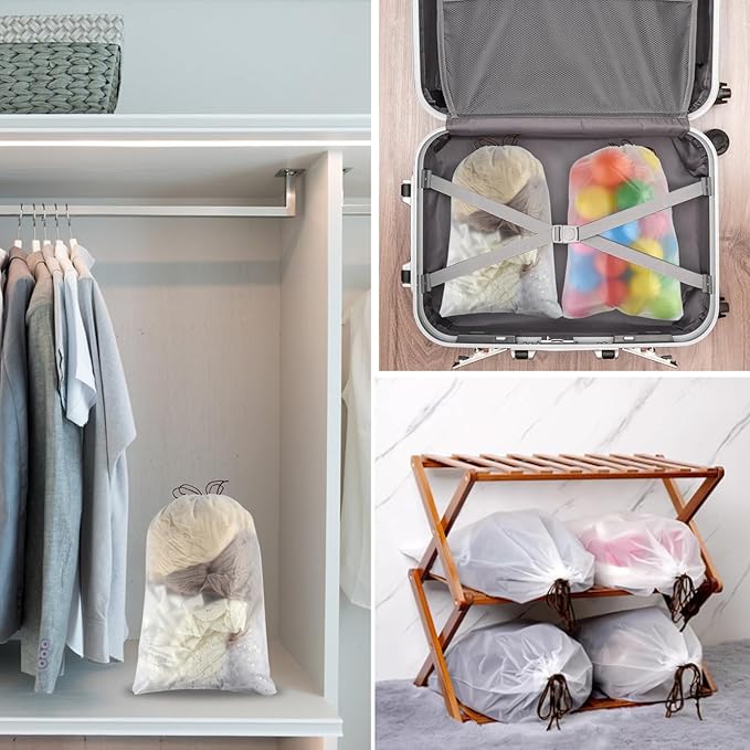 100 Pcs Shoe Bags for Travel, PLULON 15.7" x 11.8" Clear Drawstring Storage Bags Shoes Organizer for Packing Waterproof Dustproof Women Men Portable Travel Essentials