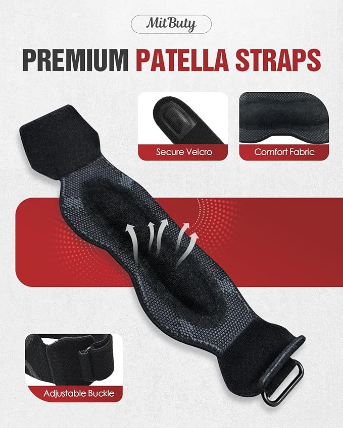 Patellar Tendon Support Strap with Silicone Pad (2 Pack) Adjustable Patella Knee Brace for Men, Women & Youth, Knee Protector Band & Relief Strap for Running, Sports & Daily Activities