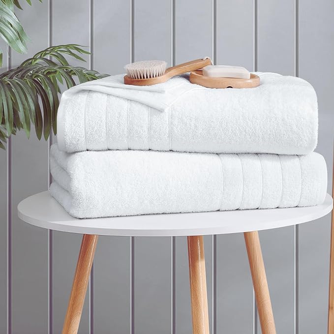 Casa Platino Luxury Bath Towels - 4 Pack White 100% Cotton Absorbent Bath Sheets (36"x72"), Quick Dry