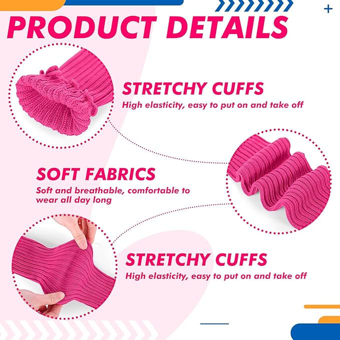 Hillban 4 Set 80s Leg Warmer Workout Set Women Men Neon Headband Rainbow Wristband Outfit Halloween 80s 90s Accessories