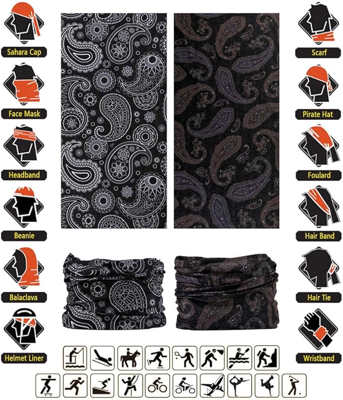 Headband Neck Gaiter Head Wrap Headwear Face Mask Magic Scarf Bandana for Men and Women