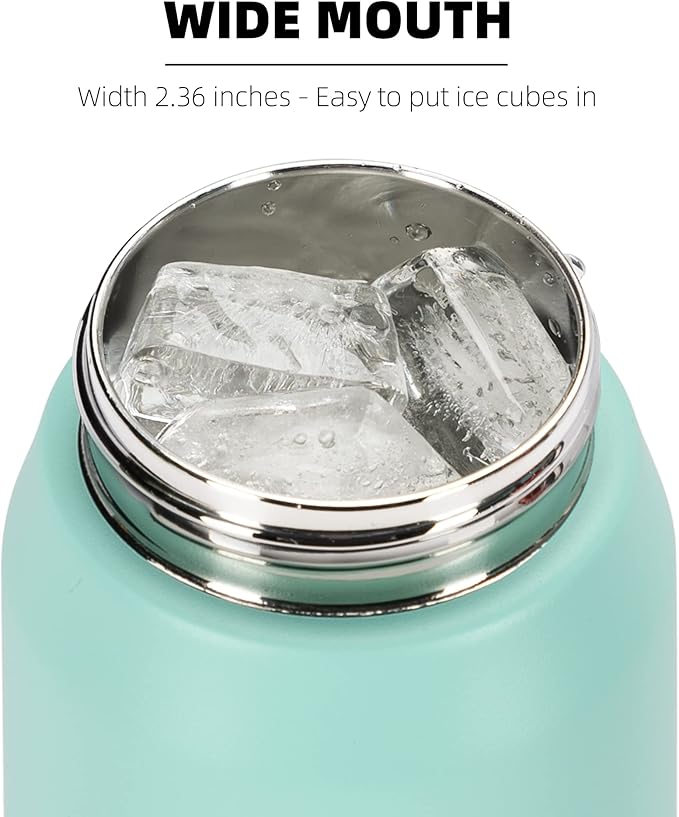 Fanhaw 24 Oz Stainless Steel Insulated Sports Water Bottles with Straw for Kids, Men and Women (Green Pink)