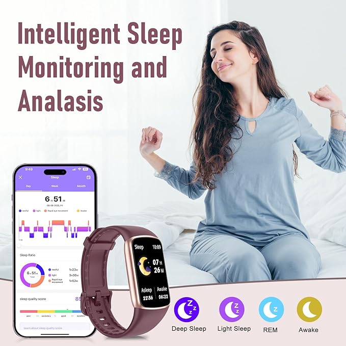 Fitness Tracker with 24/7 Heart Rate, Blood Pressure Blood Oxygen Sleep Monitor, 123 Sports Modes Calories Smart Watch,IP68 Waterproof Step Counter Activity Trackers Pedometer for Women Men (Bordeaux)